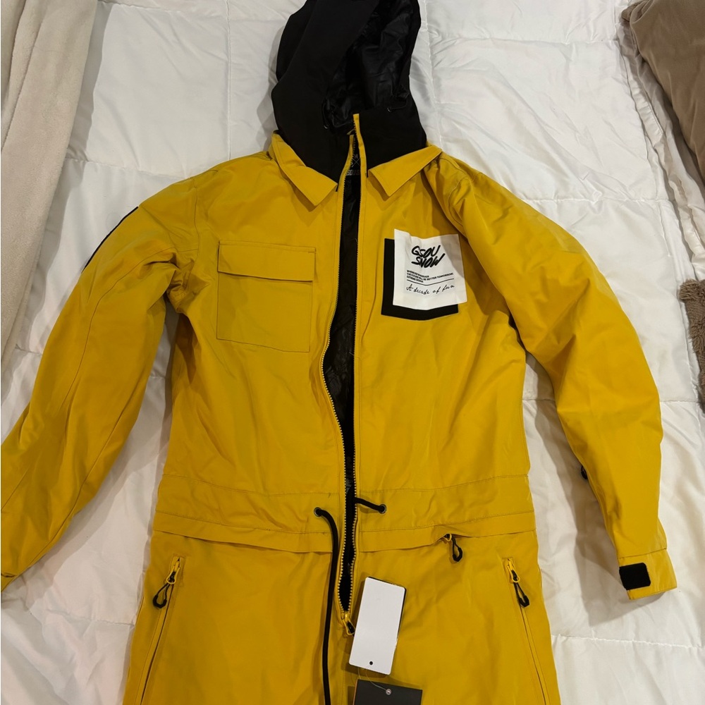 NWT GSOU SNOW Yellow Hooded Ski Jumpsuit